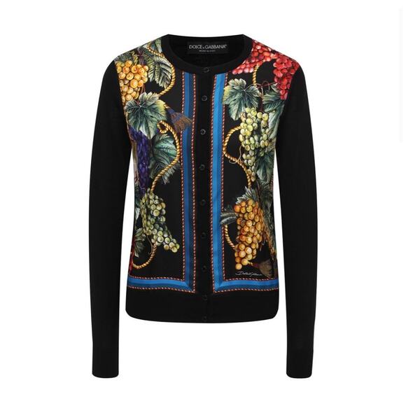 NWT Dolce & Gabbana Black Grape Print Buttoned Cardigan top  IT 40 US S S - Picture 4 of 9